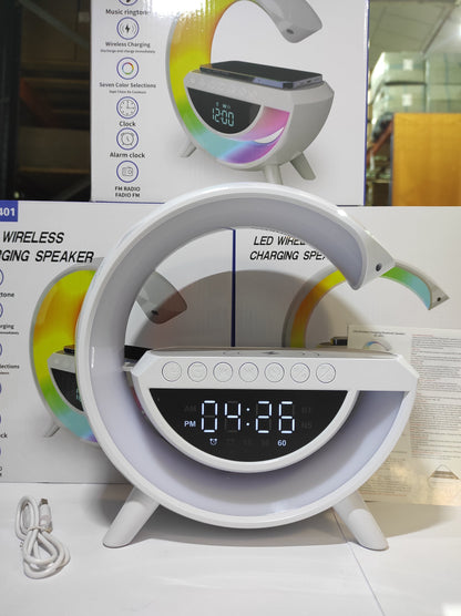 Altavoz Bluetooth G - Cargador inalámbrico + Lámpara LED + Reloj despertador